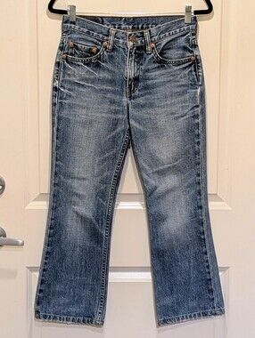 GUC 2002 Levi's 555 25x32 Medium Indigo Wash Relaxed Fit Straight Cut Jeans